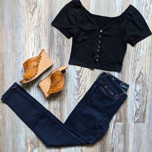 Calvin Klein Jeans / Size: 4 / Denim / Leggings / Brown Stitching